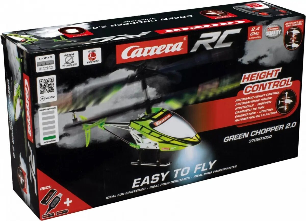 RC Helikopter Carrera Chopper 2.0 2.4 GHz, roheline hind ja info | Mänguasjad poistele | hansapost.ee