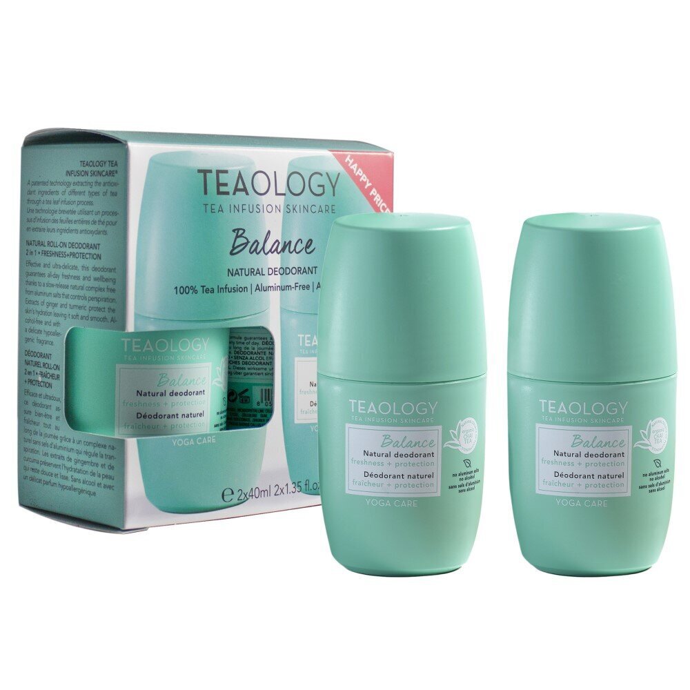 Rulldeodorant Tealogy Balance Natural, 2 x 40 ml hind ja info | Deodorandid | hansapost.ee