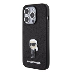 Karl Lagerfeld Fixed Glitter Metal Ikonik Case for iPhone 15 Pro Black цена и информация | Чехлы для телефонов | hansapost.ee