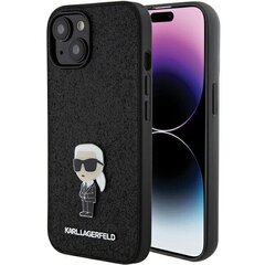 Karl Lagerfeld KLHCP15SGKNPSK iPhone 15 6.1" czarny|black hardcase Fixed Glitter Ikonik Logo Metal Pin цена и информация | Чехлы для телефонов | hansapost.ee