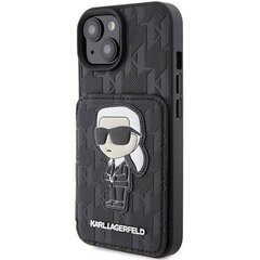 Karl Lagerfeld KLHCP15SSAKKNSCK iPhone 15 6.1" czarny|black hardcase Saffiano Cardslots and Stand Monogram Ikonik Patch цена и информация | Чехлы для телефонов | hansapost.ee