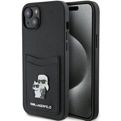 Karl Lagerfeld KLHCP15SSAPKCNPK iPhone 15 6.1" czarny|black hardcase Saffiano Cardslot Karl&Choupette Metal Pin цена и информация | Чехлы для телефонов | hansapost.ee