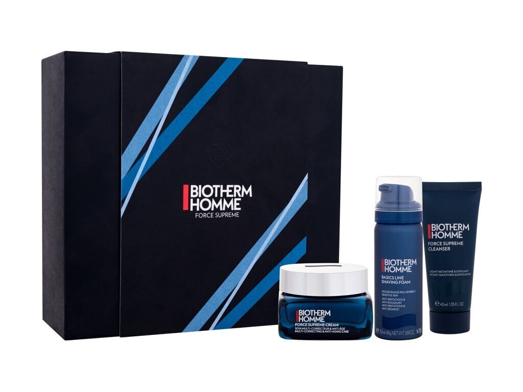 Komplekt Biotherm Homme Force Supreme meestele: näokreem 50 ml + raseerimisvaht 50 ml + näopuhastusvahend 40 ml hind ja info | Näokreemid | hansapost.ee