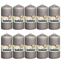 Bolsius sammasküünlad, 10 tk, 120 x 58 mm, soe hall hind ja info | Küünlad, küünlajalad | hansapost.ee