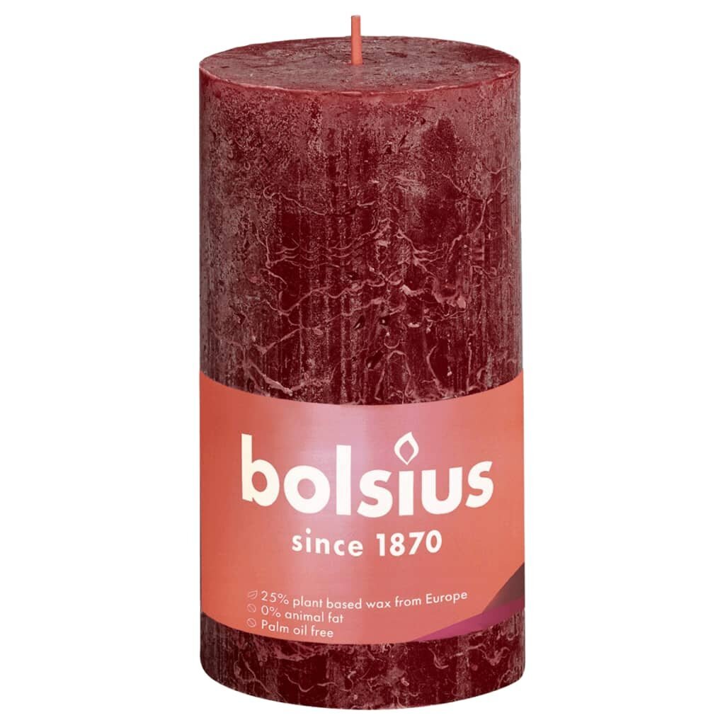 Bolsius sammasküünlad Shine 6 tk 130 x 68 mm sametpunane hind ja info | Küünlad, küünlajalad | hansapost.ee