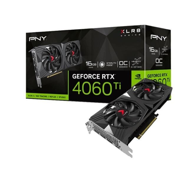 Pny GeForce Rtx 4060 Ti 16Gb Xlr8 Gaming Verto Overclocked Dual Fan Dlss 3 (VCG4060T16DFXPB1-O) цена и информация | Videokaardid | hansapost.ee