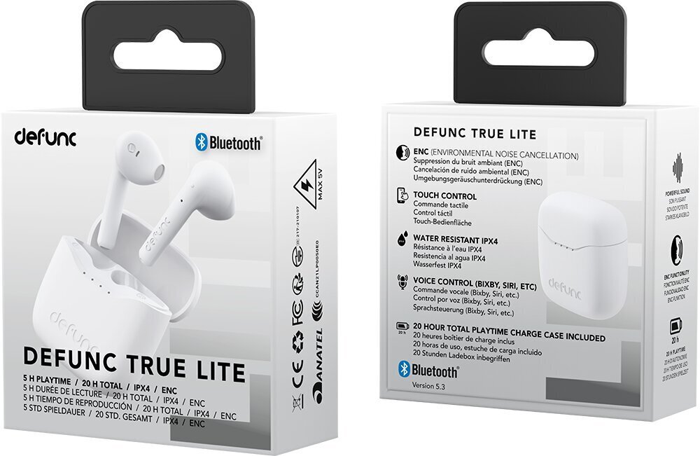 Defunc True Lite Earbuds D4262 White цена и информация | Kõrvaklapid | hansapost.ee