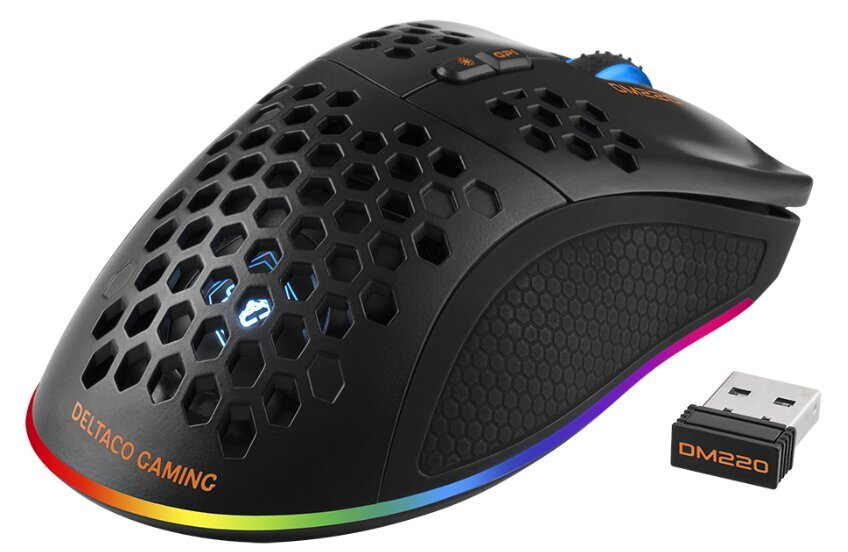 Deltaco Gaming Mouse DM220, RGB, SPCP6651, 400-6400 DPI, 1000 HZ, BLACK hind ja info | Arvutihiired | hansapost.ee