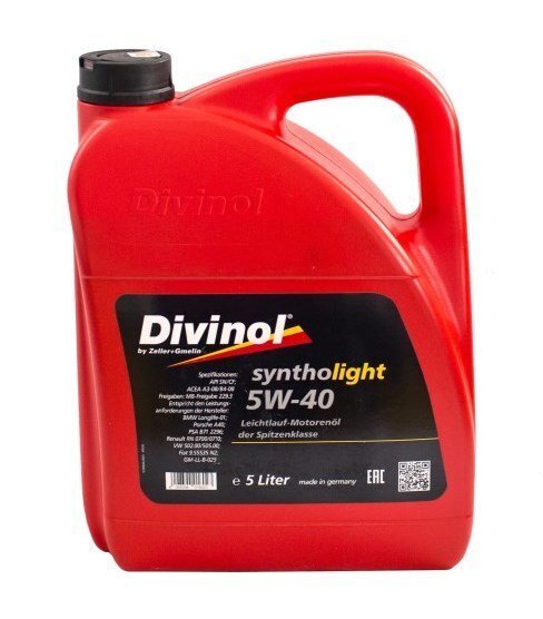 Mootoriõli Divinol Syntholight 5W40, 5L цена и информация | Mootoriõlid | hansapost.ee