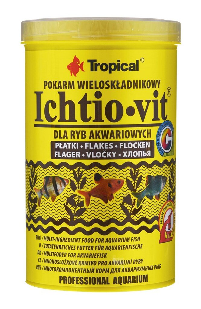 Toit akvaariumi kaladele Tropical Ichtio-Vit, 1000 ml/200 g hind ja info | Kalade toit | hansapost.ee