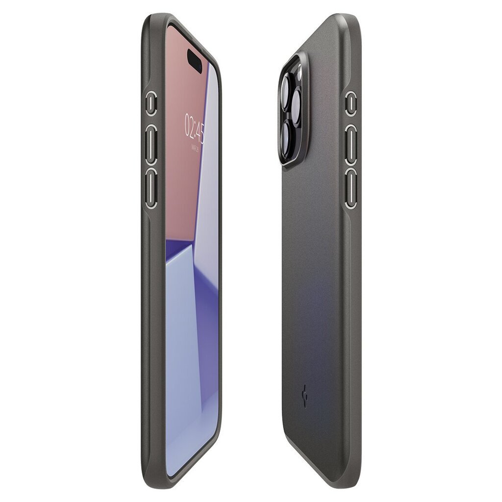 Spigen Thin Fit case iPhone 15 Pro - gray цена и информация | Telefonide kaitsekaaned ja -ümbrised | hansapost.ee