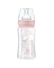 Стеклянная бутылочка для кормления KikkaBoo Hippo Dreams, розовая, 3+ месяца, 240 мл цена и информация | Бутылочки и аксессуары | hansapost.ee