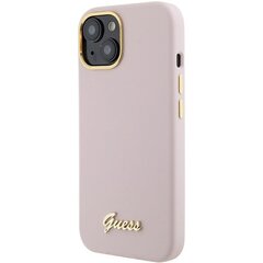 Guess чехол для iPhone 15 6.1 GUHCP15SSMBSLP розовый жесткий чехол силиконовый сценарий металлический логотип - рамка цена и информация | Чехлы для телефонов | hansapost.ee