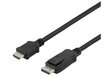 Deltaco, HDMI/DP, 3m цена и информация | Juhtmed ja kaablid | hansapost.ee