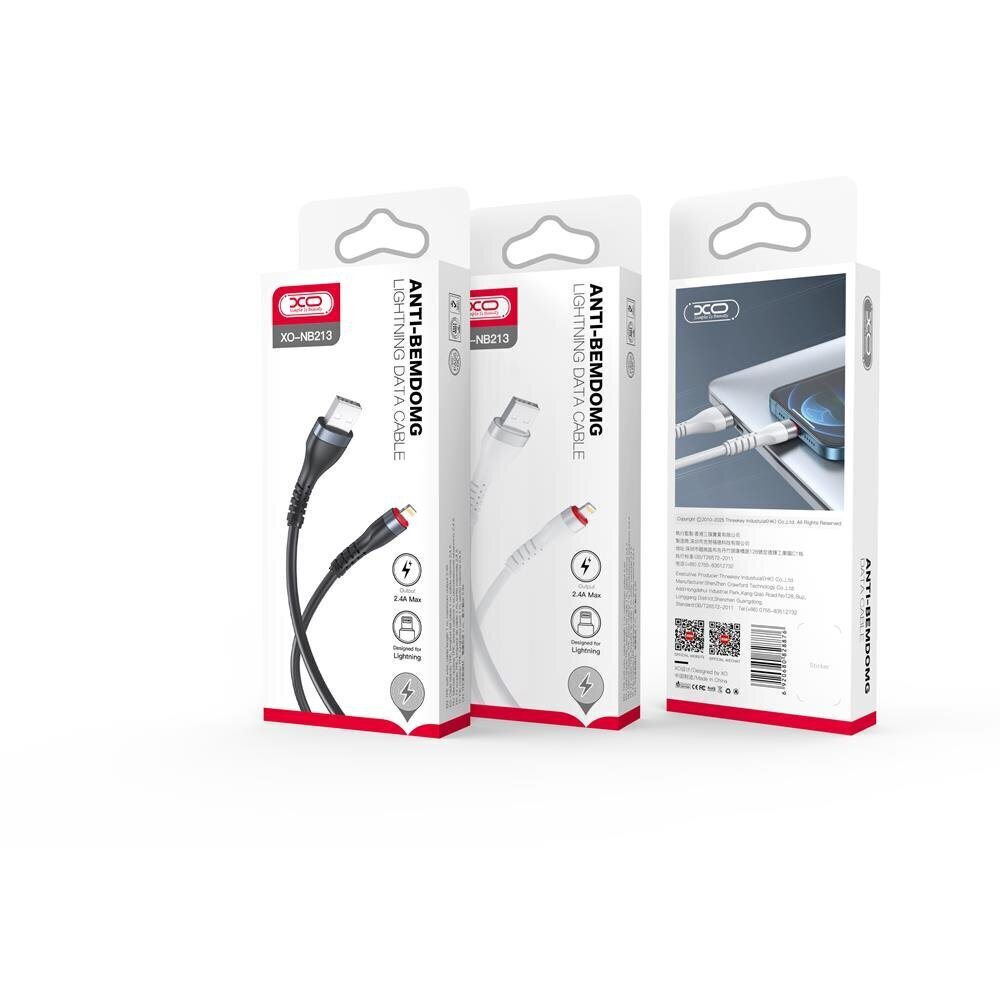 XO cable NB213 USB - Lightning 1,0 m 2,4A black hind ja info | Mobiiltelefonide kaablid | hansapost.ee