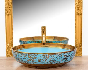 Valamu REA Margot Slim Blue/Gold цена и информация | Раковины | hansapost.ee