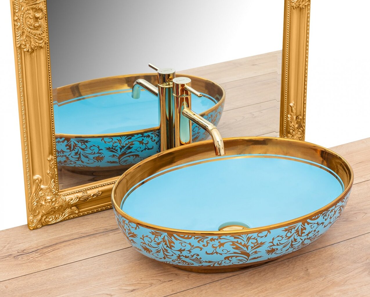 Valamu REA Margot Slim Blue/Gold hind ja info | Vannitoa valamud, kraanikausid | hansapost.ee