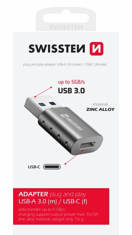 Swissten Adapter USB-A / USB-C hind ja info | USB adapterid ja jagajad | hansapost.ee