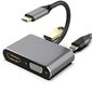 RoGer USB-C Multimedia Adapter HDMI 4K@30Hz / VGA 1080p / USB 3.0 / USB-C PD / Grey цена и информация | USB adapterid ja jagajad | hansapost.ee