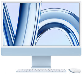 iMac 24" 4.5K Retina, Apple M3 8C CPU, 10C GPU/8GB/256GB SSD/Blue/RUS цена и информация | Стационарные компьютеры | hansapost.ee