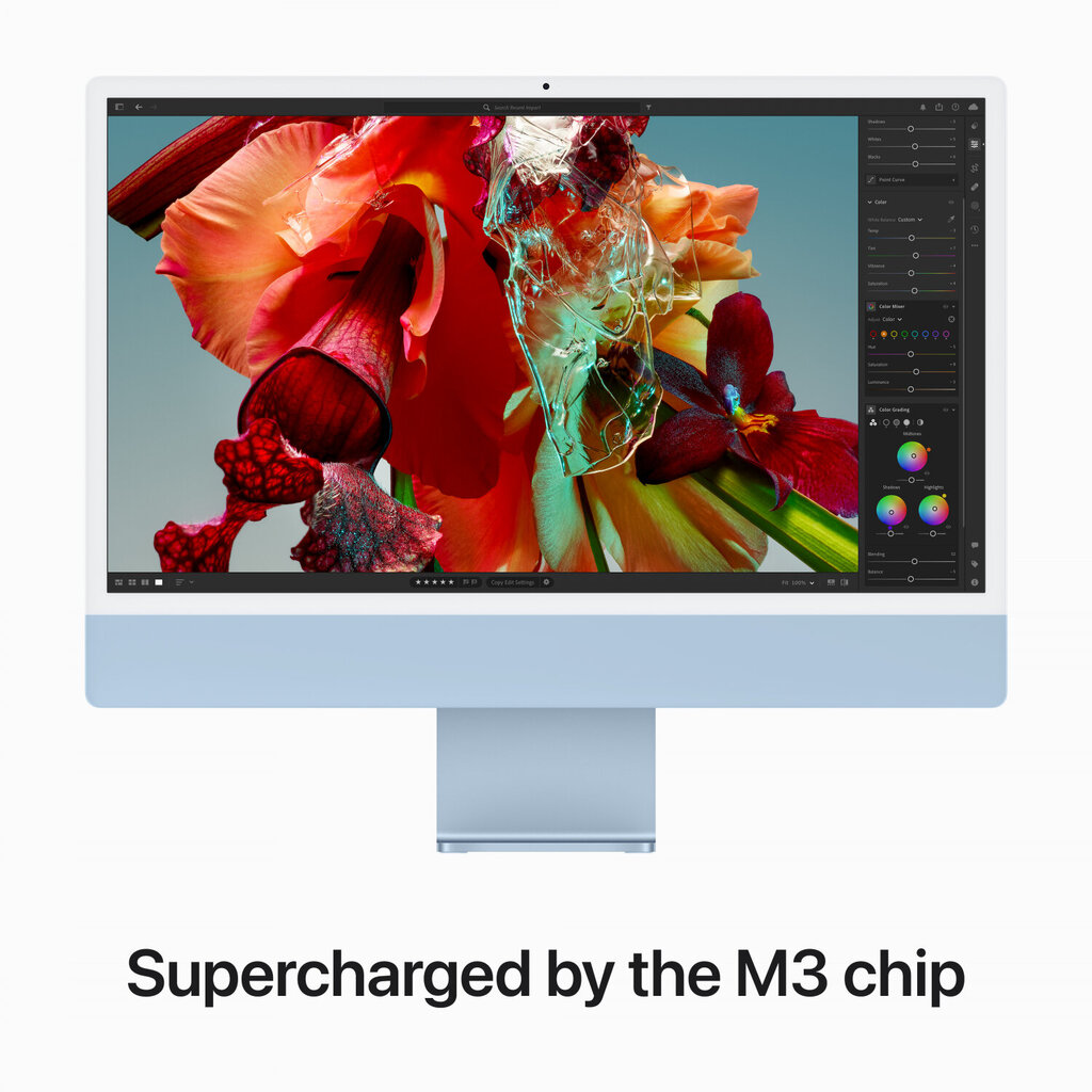 iMac 24” 4.5K Retina, Apple M3 8C CPU, 10C GPU/8GB/256GB SSD/Blue/INT - MQRQ3ZE/A hind ja info | Lauaarvutid | hansapost.ee