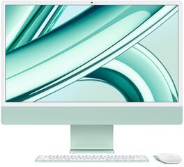 iMac 24" 4.5K Retina, Apple M3 8C CPU, 10C GPU/8GB/256GB SSD/Green/INT цена и информация | Стационарные компьютеры | hansapost.ee