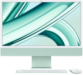 iMac 24” 4.5K Retina, Apple M3 8C CPU, 10C GPU/8GB/256GB SSD/Green/RUS - MQRN3RU/A hind ja info | Lauaarvutid | hansapost.ee