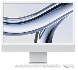 iMac 24” 4.5K Retina, Apple M3 8C CPU, 10C GPU/8GB/256GB SSD/Silver/INT - MQRJ3ZE/A hind ja info | Lauaarvutid | hansapost.ee