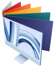 iMac 24” 4.5K Retina, Apple M3 8C CPU, 10C GPU/8GB/512GB SSD/Blue/INT - MQRR3ZE/A hind ja info | Lauaarvutid | hansapost.ee