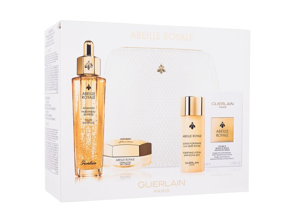 Guerlain Abeille Royale komplekt: õli, 50 ml + toonik, 40 ml + seerum, 7x0,6 ml + päevakreem, 15 ml + kosmeetikakott. hind ja info | Näokreemid | hansapost.ee