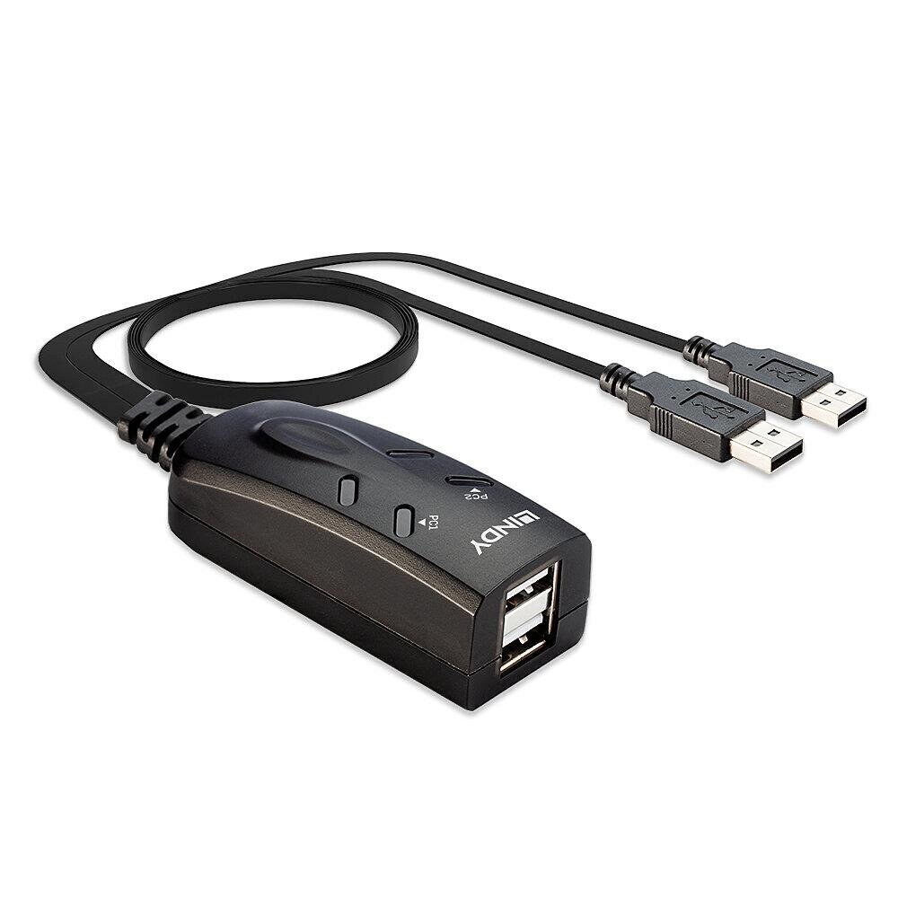 Lindy 2-pordiline USB Km lüliti 32165 hind ja info | USB adapterid ja jagajad | hansapost.ee