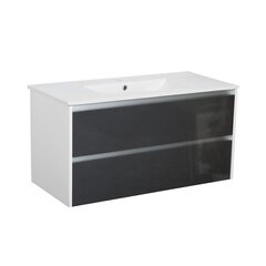 Шкаф для ванны с умывальником Kamė City 100 TE46 101, черный/белый цвет цена и информация | Шкафчики для ванной | hansapost.ee