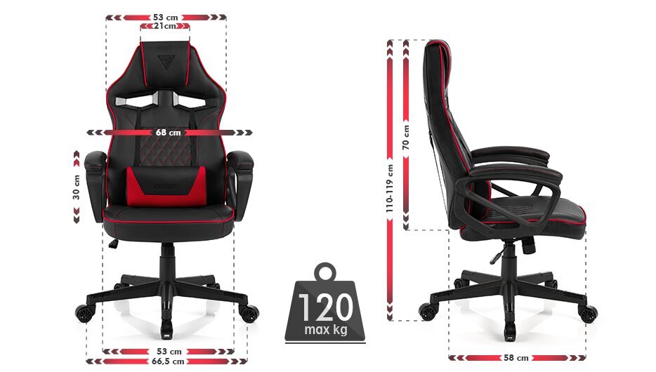 Mänguritool Sense7 Knight, must/punane цена и информация | Kontoritoolid | hansapost.ee