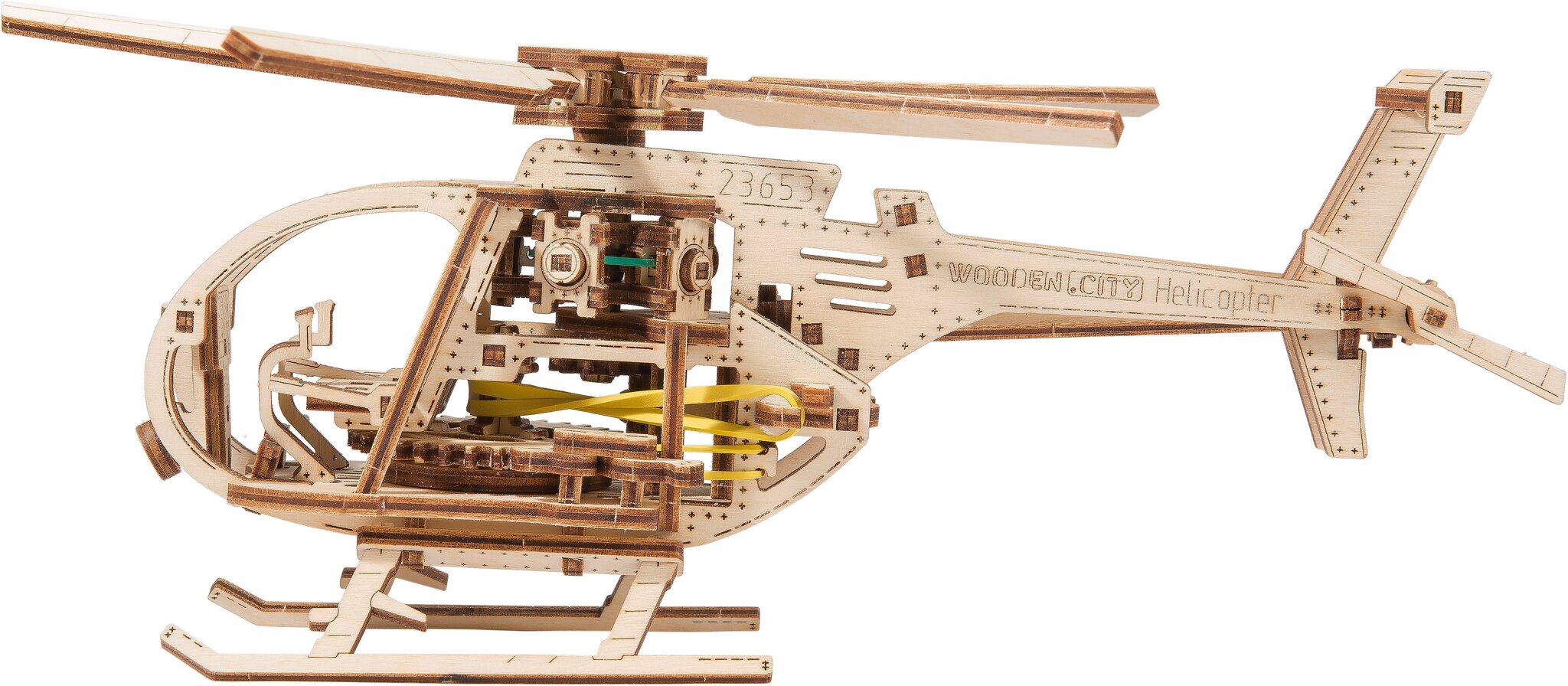 Puidust 3D konstruktor Wooden City Helikopter, 194 tk цена и информация | Klotsid ja konstruktorid | hansapost.ee