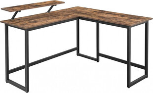 Songmics COMPUTERDESK/RUSTICBROWN+BLACK/140X130X76/91 hind ja info | Arvutilauad, kirjutuslauad | hansapost.ee