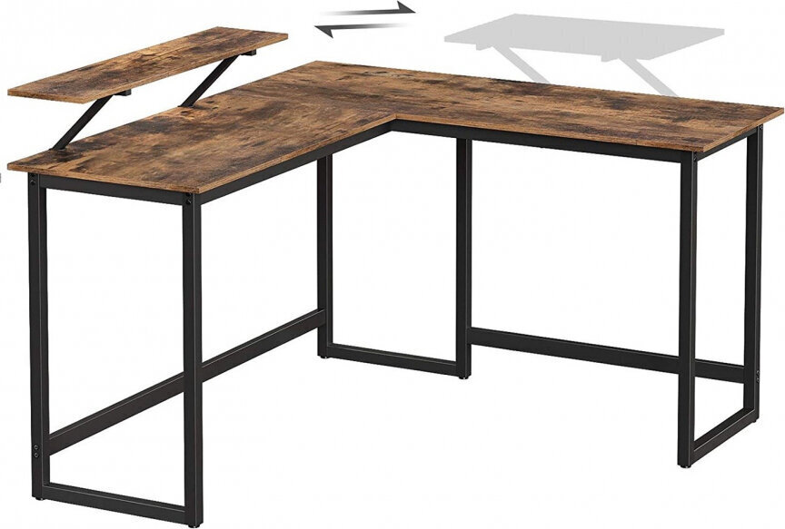 Songmics COMPUTERDESK/RUSTICBROWN+BLACK/140X130X76/91 hind ja info | Arvutilauad, kirjutuslauad | hansapost.ee