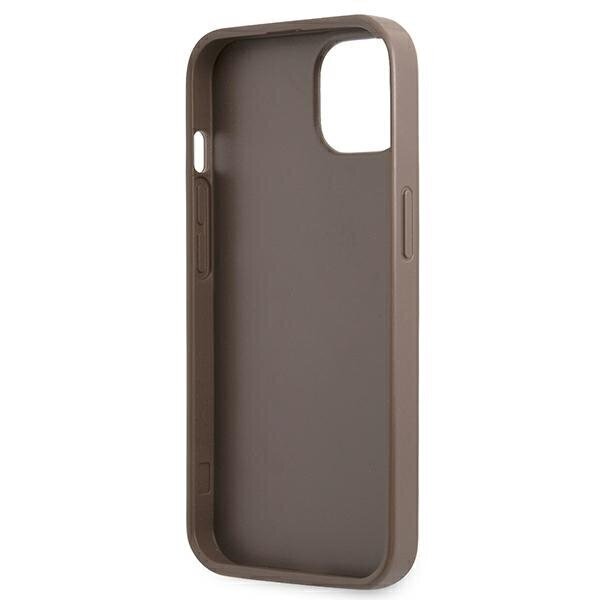 Guess GUHCP13SP4TPW iPhone 13 mini 5,4" brown hardcase 4G Triangle Logo Cardslot цена и информация | Telefonide kaitsekaaned ja -ümbrised | hansapost.ee