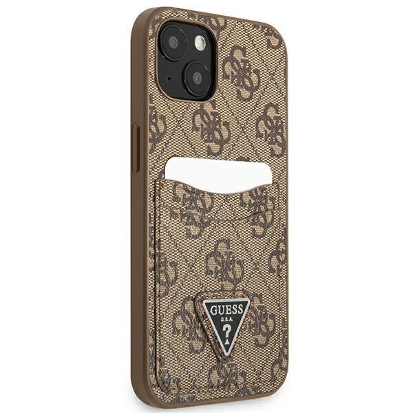 Guess GUHCP13SP4TPW iPhone 13 mini 5,4" brown hardcase 4G Triangle Logo Cardslot цена и информация | Telefonide kaitsekaaned ja -ümbrised | hansapost.ee