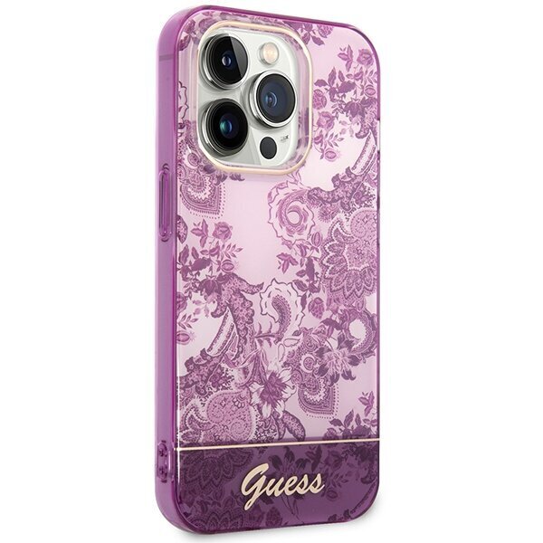 Guess GUHCP14XHGPLHF iPhone 14 Pro Max 6,7" fuschia hardcase Porcelain Collection hind ja info | Telefonide kaitsekaaned ja -ümbrised | hansapost.ee