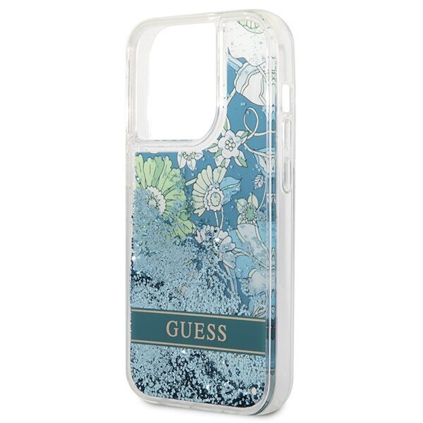 Guess GUHCP14XLFLSN iPhone 14 Pro Max 6,7" green hardcase Flower Liquid Glitter hind ja info | Telefonide kaitsekaaned ja -ümbrised | hansapost.ee