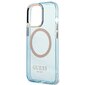 Guess GUHMP13LHTCMB iPhone 13 Pro | 13 6,1" niebieski|blue hard case Gold Outline Translucent MagSafe цена и информация | Telefonide kaitsekaaned ja -ümbrised | hansapost.ee