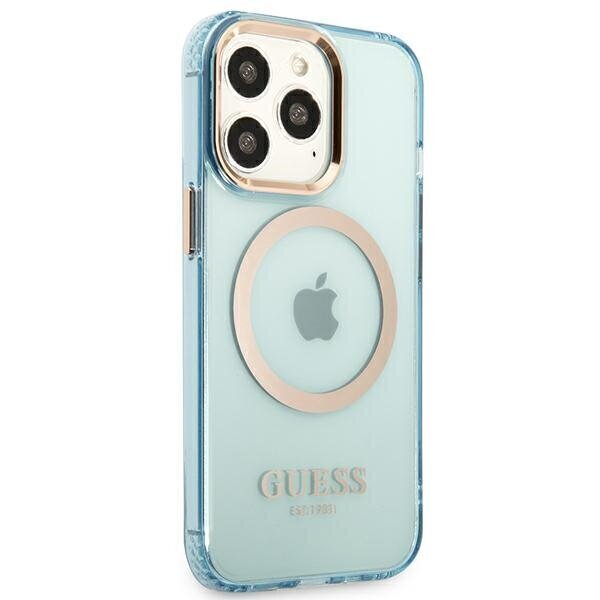 Guess GUHMP13LHTCMB iPhone 13 Pro | 13 6,1" niebieski|blue hard case Gold Outline Translucent MagSafe hind ja info | Telefonide kaitsekaaned ja -ümbrised | hansapost.ee