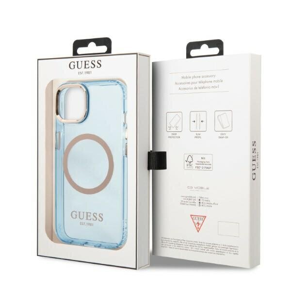 Guess GUHMP13MHTCMB iPhone 13 6,1" blue hard case Gold Outline Translucent MagSafe hind ja info | Telefonide kaitsekaaned ja -ümbrised | hansapost.ee