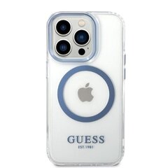 Guess GUHMP14LHTRMB iPhone 14 Pro 6,1" blue hard case Metal Outline Magsafe hind ja info | Telefonide kaitsekaaned ja -ümbrised | hansapost.ee