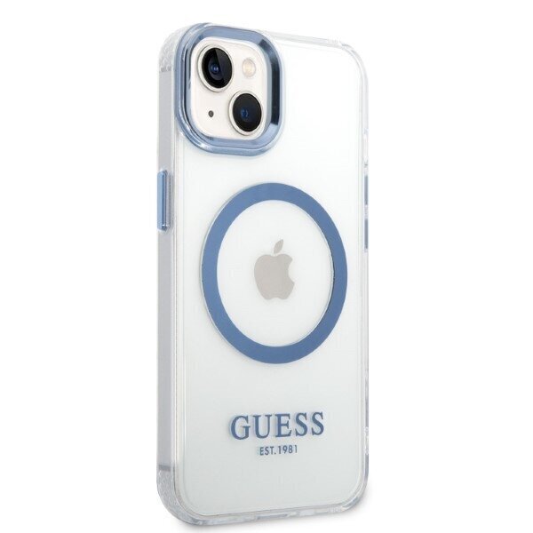 Guess GUHMP14MHTRMB iPhone 14 Plus 6,7" blue hard case Metal Outline Magsafe цена и информация | Telefonide kaitsekaaned ja -ümbrised | hansapost.ee