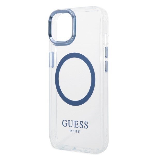 Guess GUHMP14MHTRMB iPhone 14 Plus 6,7" blue hard case Metal Outline Magsafe hind ja info | Telefonide kaitsekaaned ja -ümbrised | hansapost.ee