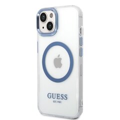 Guess GUHMP14MHTRMB iPhone 14 Plus 6,7" niebieski|blue hard case Metal Outline Magsafe цена и информация | Чехлы для телефонов | hansapost.ee