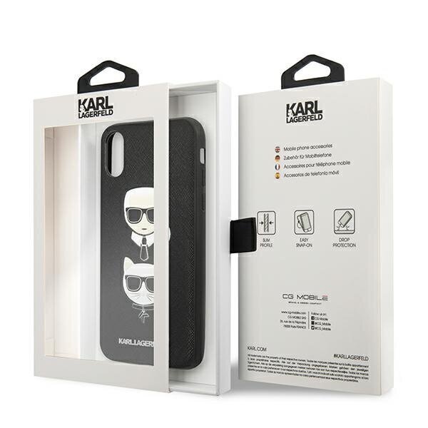 Karl Lagerfeld KLHCI65SAKICKCBK iPhone XS Max black hardcase Saffiano Karl&Choupette Head hind ja info | Telefonide kaitsekaaned ja -ümbrised | hansapost.ee