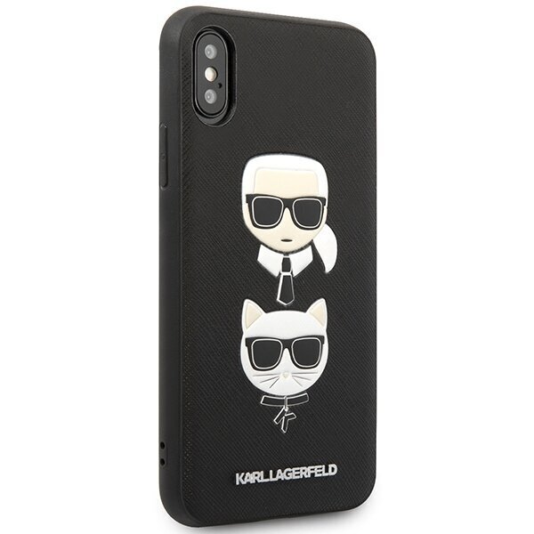 Karl Lagerfeld KLHCI65SAKICKCBK iPhone XS Max black hardcase Saffiano Karl&Choupette Head hind ja info | Telefonide kaitsekaaned ja -ümbrised | hansapost.ee