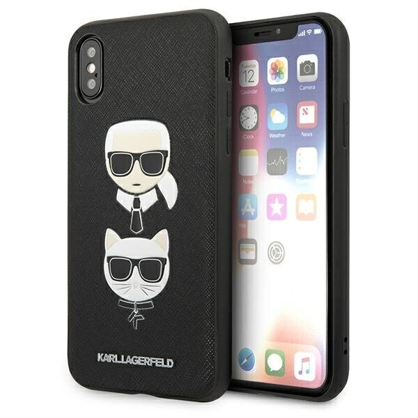 Karl Lagerfeld KLHCI65SAKICKCBK iPhone XS Max black hardcase Saffiano Karl&Choupette Head hind ja info | Telefonide kaitsekaaned ja -ümbrised | hansapost.ee